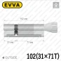 Цилиндр EVVA EPS ключ-тумблер, 102 мм (31х71), латунь матовая, три ключа в Одессе