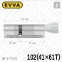 Цилиндр EVVA ICS ключ-тумблер, 102 мм (41х61), латунь матовая, пять ключей в Одессе