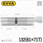 Цилиндр EVVA ICS ключ-тумблер, 132 мм (61х71), латунь матовая, пять ключей в Одессе