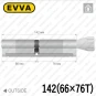 Цилиндр EVVA ICS ключ-тумблер, 142 мм (66х76), латунь матовая, пять ключей в Одессе