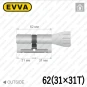 Цилиндр EVVA ICS ключ-тумблер, 62 мм (31х31), латунь матовая, пять ключей в Одессе