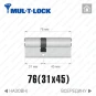 Цилиндр Mul-T-Lock MTL400 ключ-ключ, 76(31/45), никель матовый в Одессе