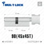 Цилиндр Mul-T-Lock MTL600 ключ-тумблер, 90(45/45), латунь полированная в Одессе
