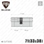 Цилиндр RB-Locks Keylocx ключ-ключ, 71(33/38), никель матовый в Одессе