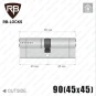 Цилиндр RB-Locks Keylocx ключ-ключ, 90(45/45), никель матовый в Одессе