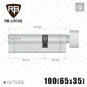 Циліндр RB-Locks Keylocx ключ-тумблер, 100(65/35), нікель матовий в Одесі
