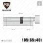 Цилиндр RB-Locks Keylocx ключ-тумблер, 105(65/40), никель матовый в Одессе