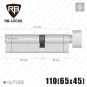 Цилиндр RB-Locks Keylocx ключ-тумблер, 110(65/45), никель матовый в Одессе
