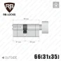 Циліндр RB-Locks Keylocx ключ-тумблер, 66(31/35), нікель матовий в Одесі
