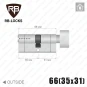 Циліндр RB-Locks Keylocx (ключ-тумблер), 66(35/31), нікель матовий в Одесі