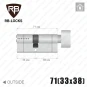 Циліндр RB-Locks Keylocx ключ-тумблер, 71(33/38), нікель матовий в Одесі