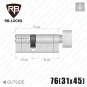Цилиндр RB-Locks Keylocx ключ-тумблер, 76(31/45), никель матовый в Одессе