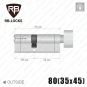 Циліндр RB-Locks Keylocx ключ-тумблер, 80(35/45), нікель матовий в Одесі