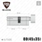 Цилиндр RB-Locks Keylocx ключ-тумблер, 80(45/35), никель матовый в Одессе