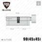Цилиндр RB-Locks Keylocx ключ-тумблер, 90(45/45), никель матовый в Одессе