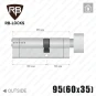 Циліндр RB-Locks Keylocx ключ-тумблер, 95(60/35), нікель матовий в Одесі