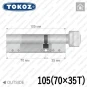 Цилиндр Tokoz PRO 300 ключ-тумблер, 105 мм (70х35), никель матовый в Одессе