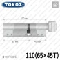 Циліндр Tokoz PRO 300 ключ-тумблер, 110 мм (65х45), нікель матовий в Одесі